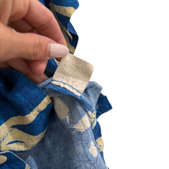 Vintage Jams World M Button Up V-Neck Cropped Hawaiian Bamboo Shirt Short Sleeve - Picture 6 of 6